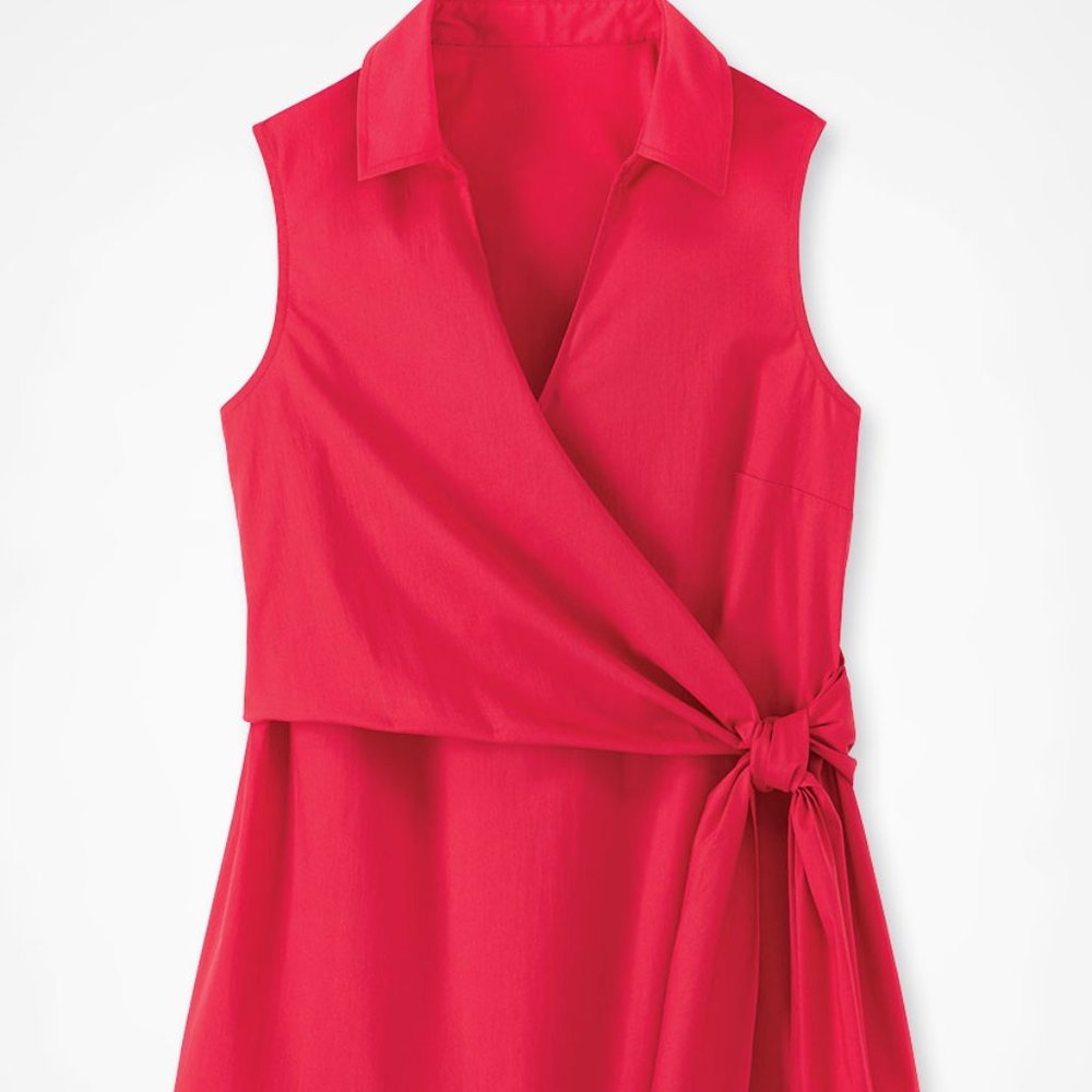 NWT Coldwater Creek Sleeveless Side-Tie Easy Care Shirt Red size 16 petite